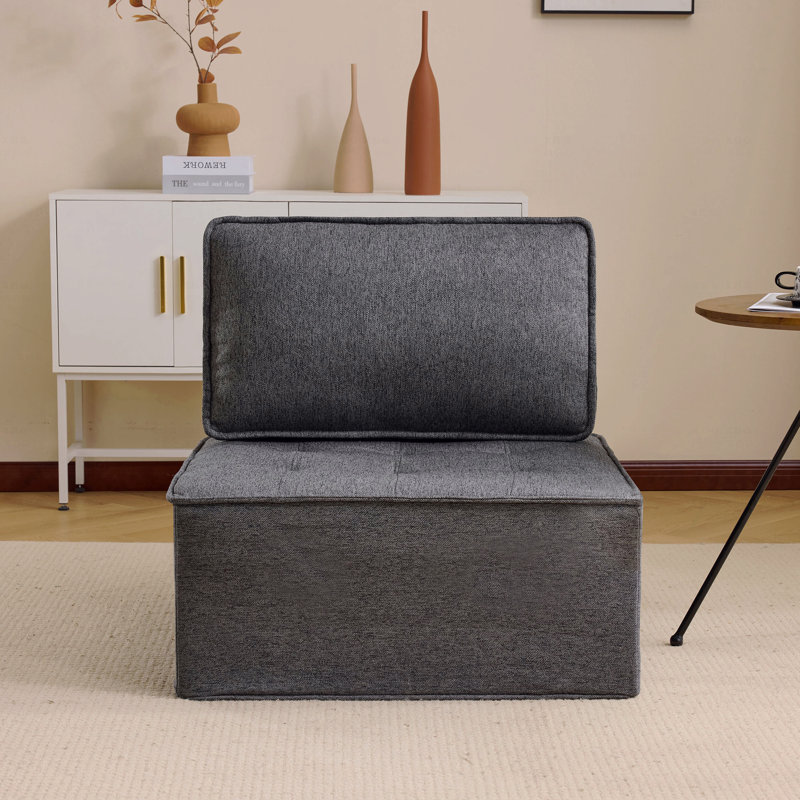 Canapé modulaire à cadre en bois gris foncé pour petits appartements et décors polyvalents., Gris foncé