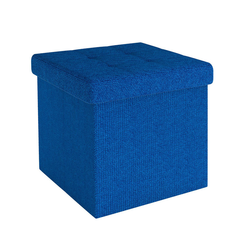 Chakera 30cm Wide Square Solid Colour Ottoman with Storage, Blue