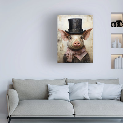 «Cute Pig With A Red Hat Baroque Style 1 on Canvas» par Momart