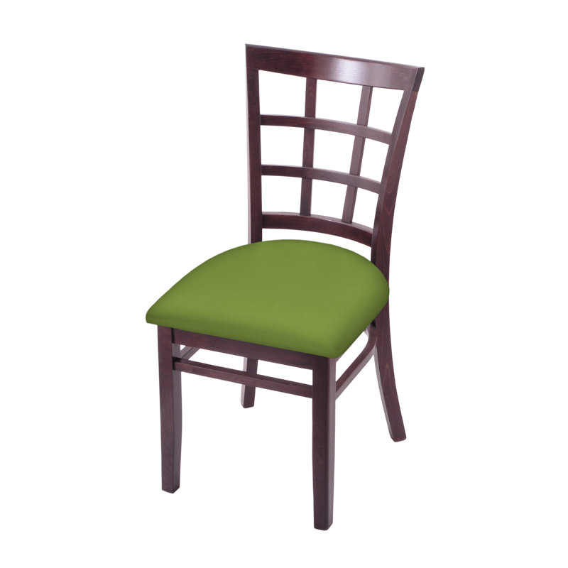 Hampton 18'' H Upholstered Beech Side Chair, Dark Cherry, Canter Kiwi Green