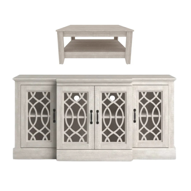 Weddel Basilico 2 Piece Modern Sideboard And Coffee Table Set, Dusty Gray Oak, Dusty Gray Oak