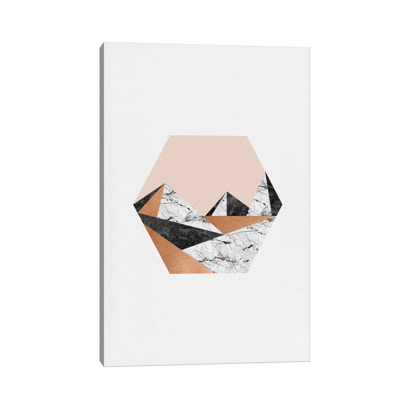 Geo Landscape Hexagon - Wrapped Canvas Painting, 30.48cm H x 20.32cm W x 1.91cm D