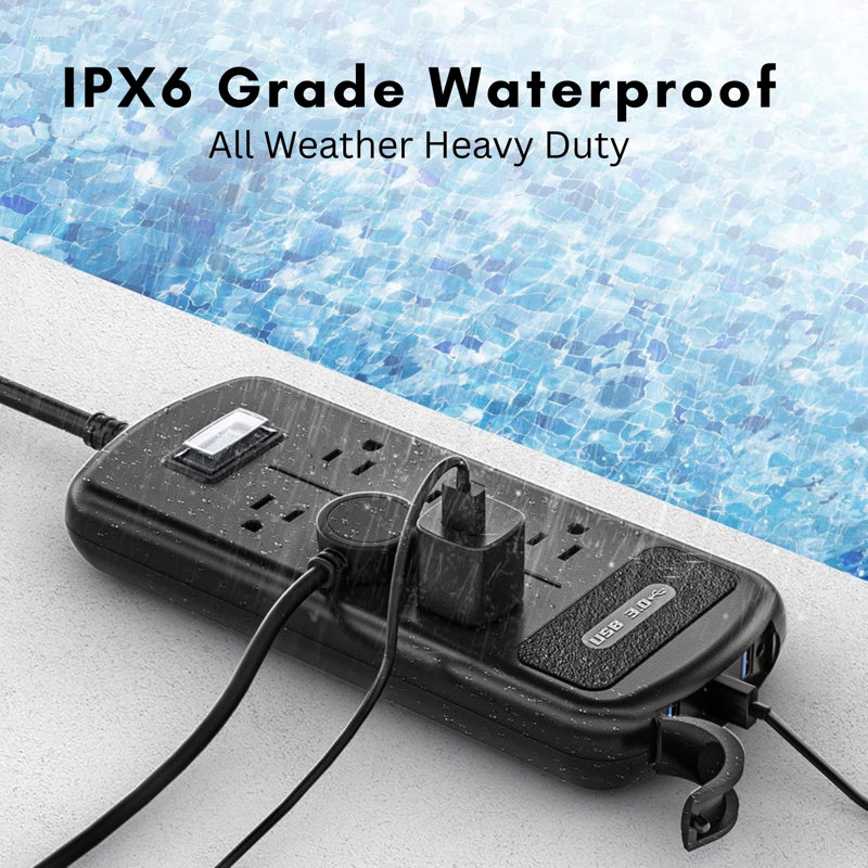 Protecteur de surtension imperméable USB 6 prises 3 ports USB 6pi