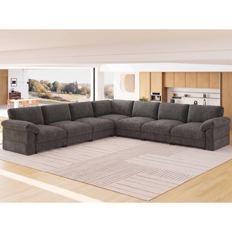 Upholstered 57.4 " Chenille Sectional, 2-Seat, Dark Gray