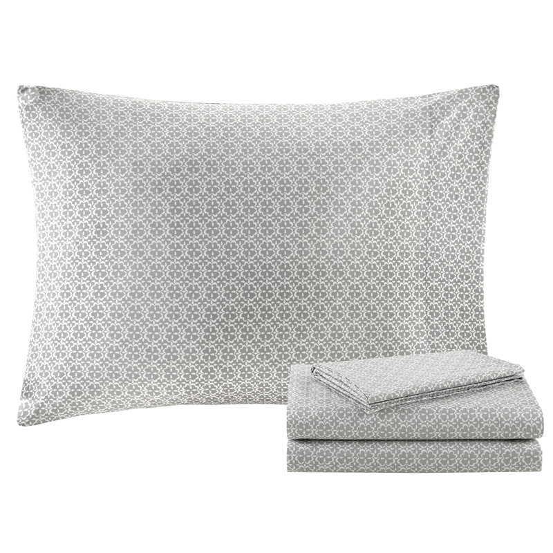 Blue Geometric Reversible Cotton Full Quilt Set