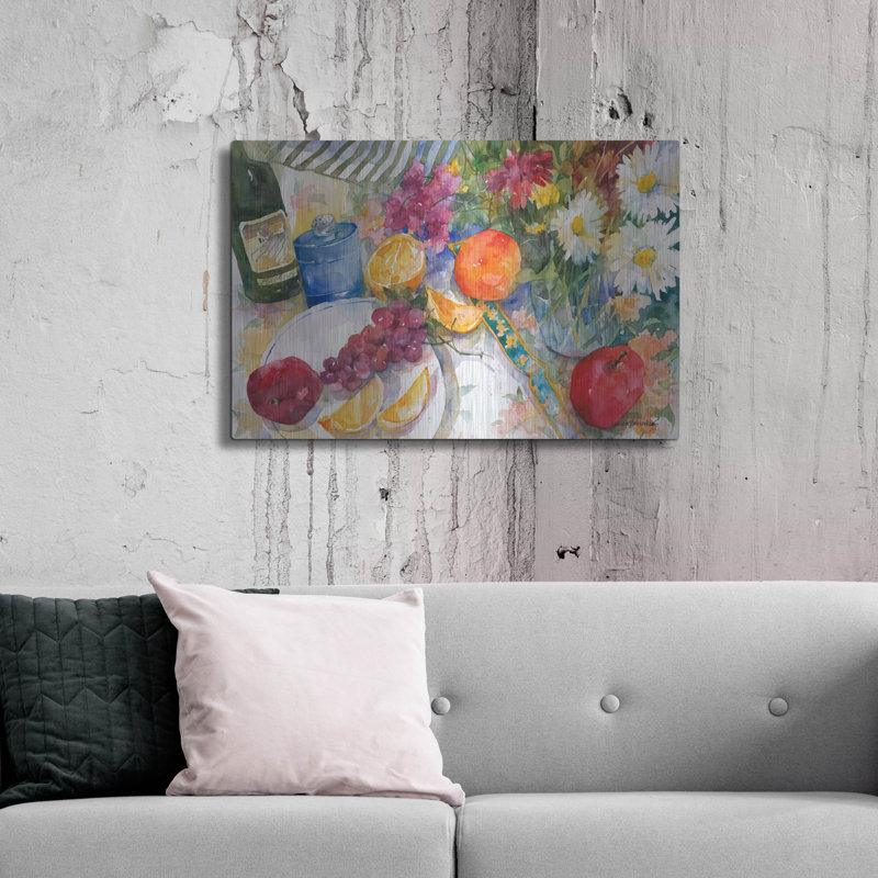 «Fabric, Fruit And Flowers» par Annelein Beukenkamp, art mural en métal, H 24 po x l 36 po