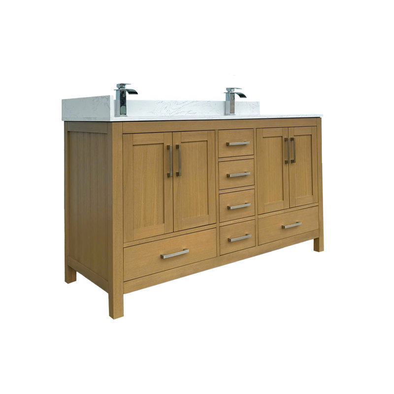 Meuble-lavabo 60 po avec lavabo double, 4 portes et 6 rangement Desert