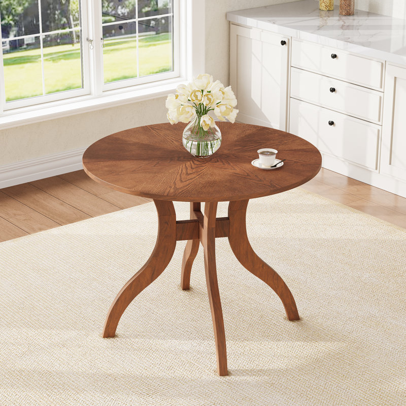 Table de salle à manger traditionnelle avec pieds en bois massif 39,4 po Baylor, Noyer