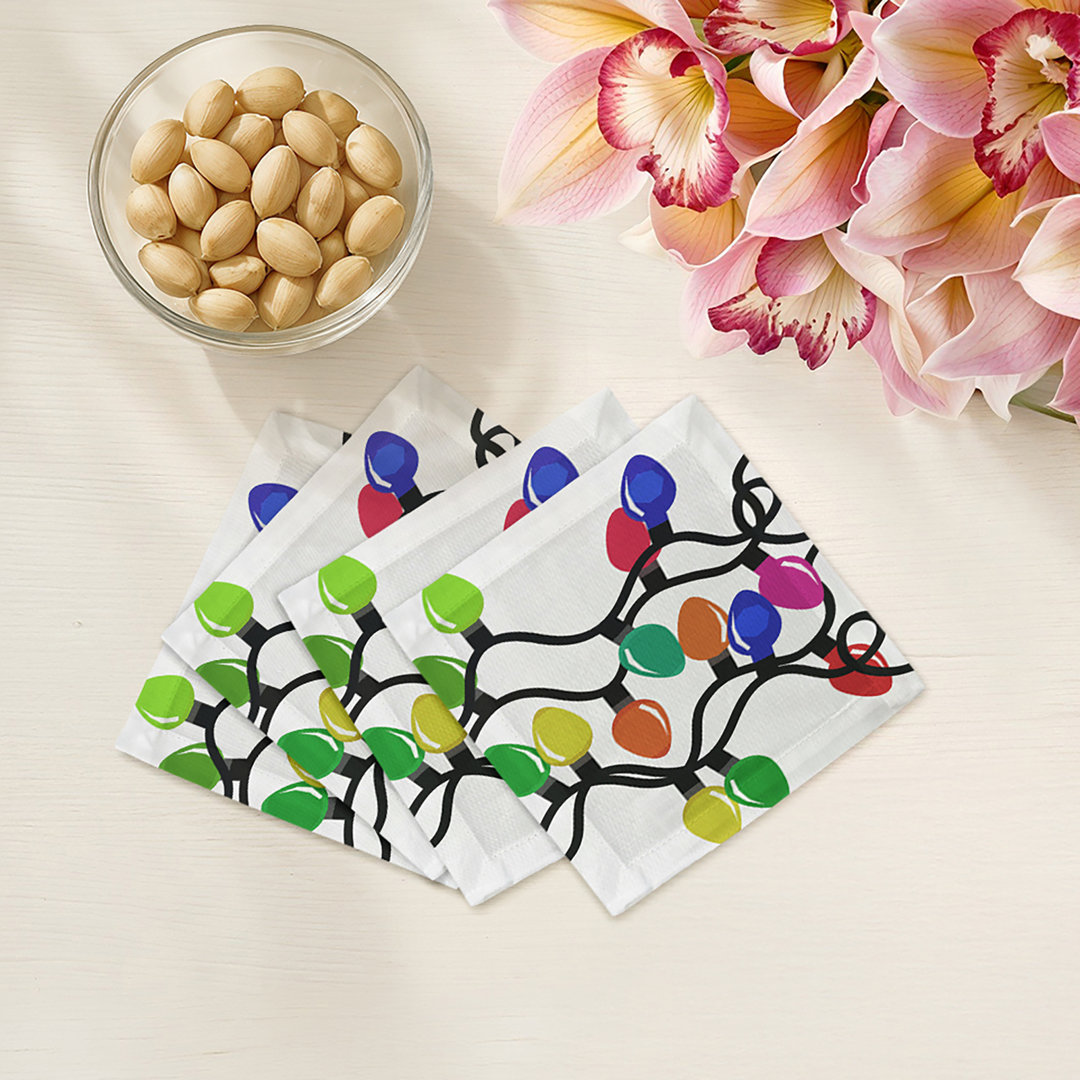 Xmas Tangle Primaries Cotton Sateen Cocktail Napkins (Set of 4) Nicolette Mayer