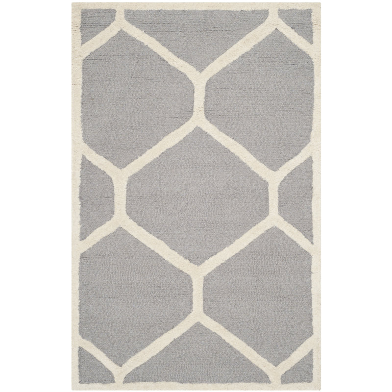 Deedgra Hand Tufted Wool Geometric Rug, Rectangle 2' x 3'