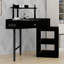 Ensemble de coiffeuse de coin avec tabouret de rangement, charge USB, armoire latérale amovible, bureau en verre, tiroir et tablette