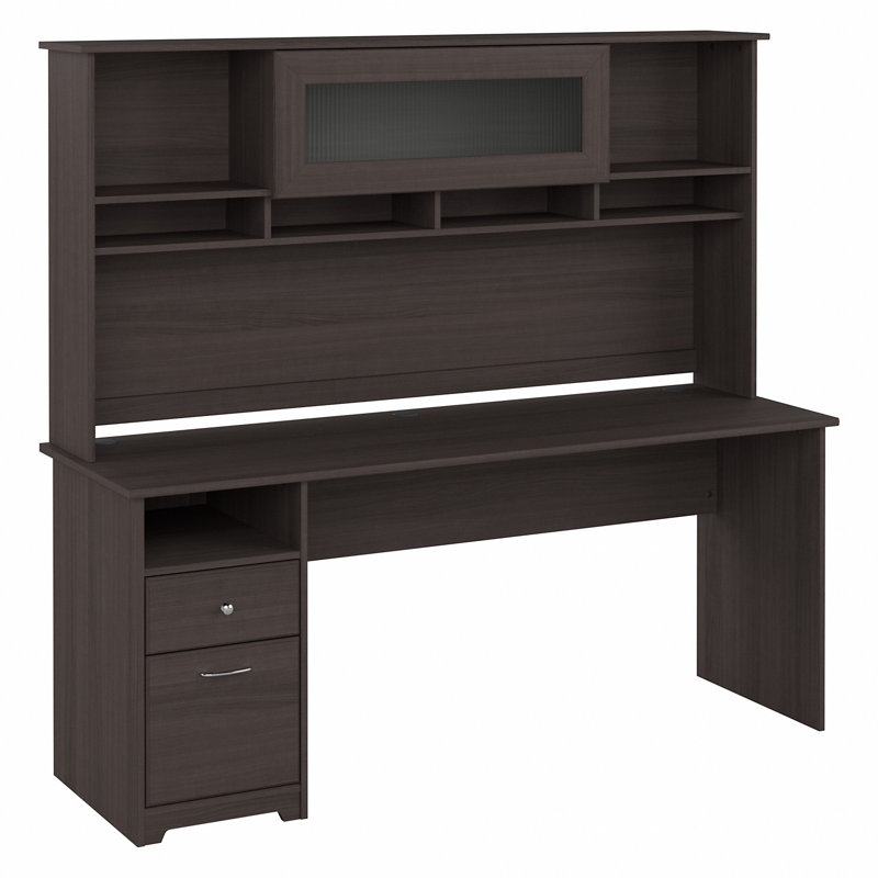Bureau d'ordinateur avec huche Ozro, Gris chiné, H 66,3 po x l 71,69 po x P 23,19 po