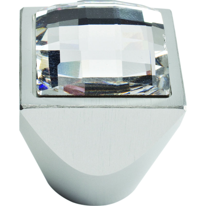 Crystal 1" Length Square Knob, Matte Chrome