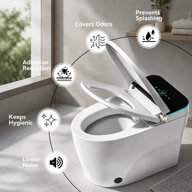 Toilette intelligente avec siège de bidet chauffant, fermeture automatique, sécheuse et eau chaude