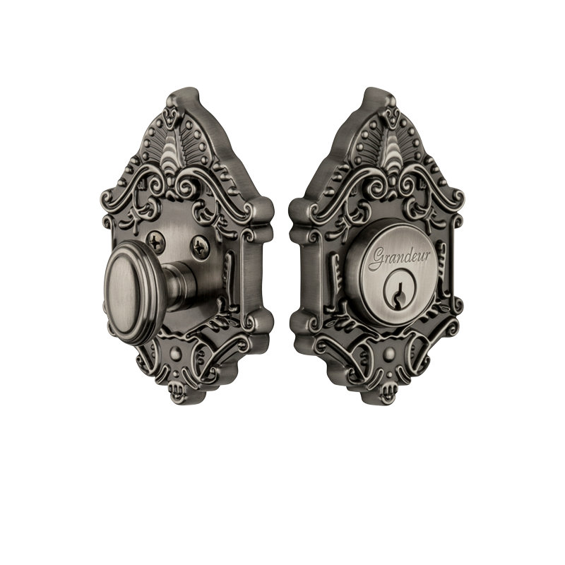 Grande Victorian Single Cylinder Deadbolt, Antique Pewter