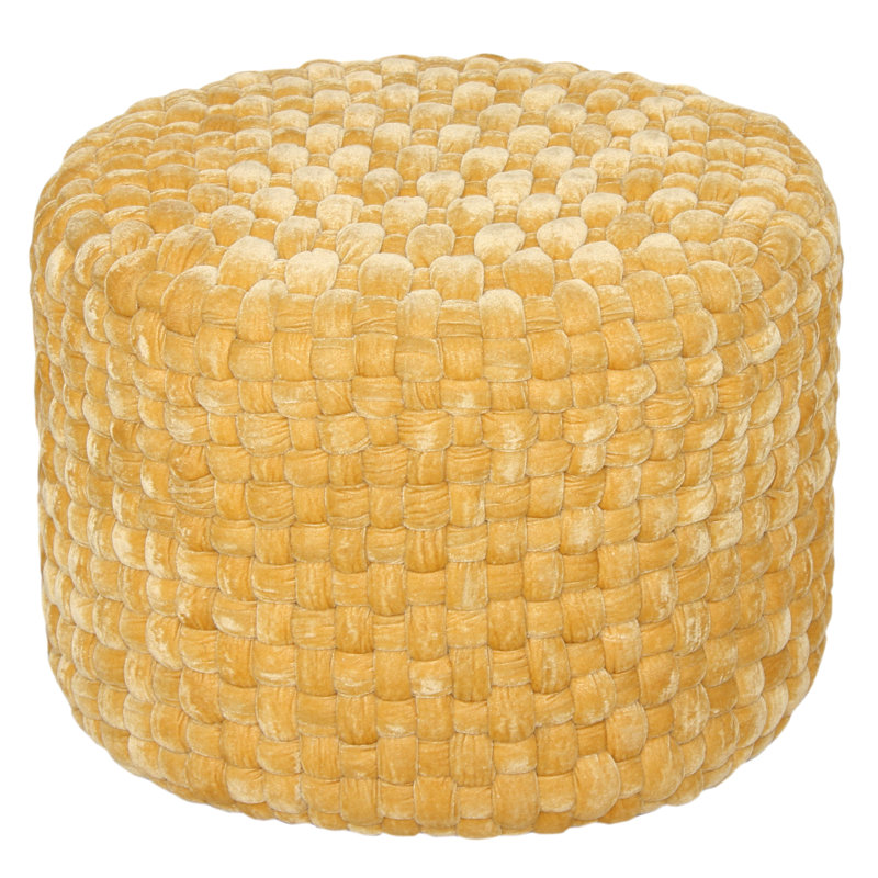 Trini Round Solid Colour Pouffe Ottoman, Gold