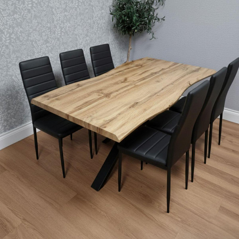 6 - Person Dining Set, 75cm H x 117cm W x 77cm D, Black