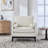 35.4 "Wide Modern Farmhouse Performance Accent Chair With Wood Legs, Wood Base Reading Armchair Single Sofa With Two Bolster Pillows For Living Room Offices And Lounge, Boucle.-294268057-294268055