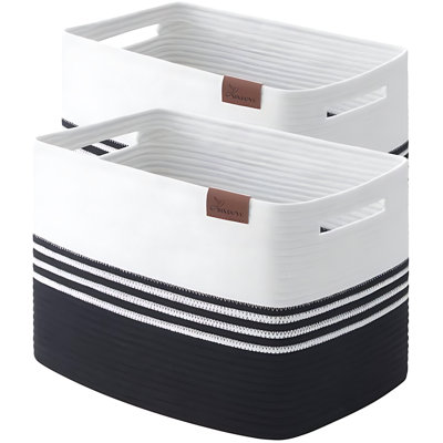 Large Storage Baskets 2-Pack, 42L Cotton Rope Organizing Baskets For Laundry, Toys, Blankets | Collapsible & Double Reinforced For Bedroom, Living Room, Closet