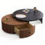 Table basse ronde en bois manufacturé noir et noyer