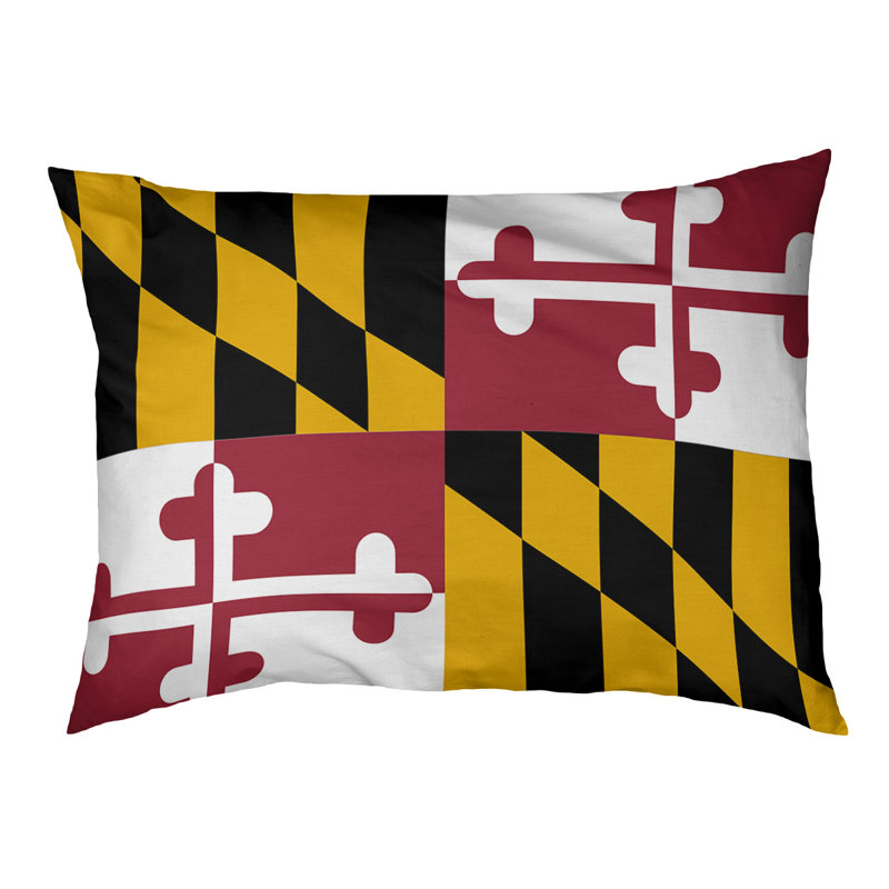 Coussin stylisé à l’drapeau maryland Burien, L 42 po x l 52 po, Noir