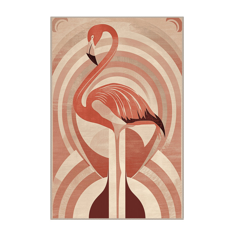 Tapis arc-en-ciel art déco lavable à la machine Ozain Flamingo, 8 x 12