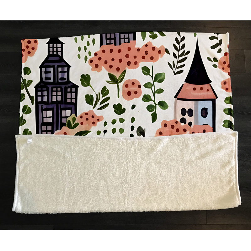 Throw Blanket, 68" W x 80" L, Floral/Abstract, Orange/Green/Black/White