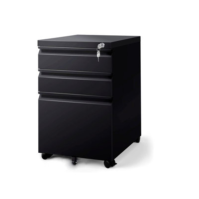 3 Drawer File Cabinet With Lock, Mobile Filing Cabinet -  Inbox Zero, 3EA975A24FE642A18E95F9DD1BE75B74