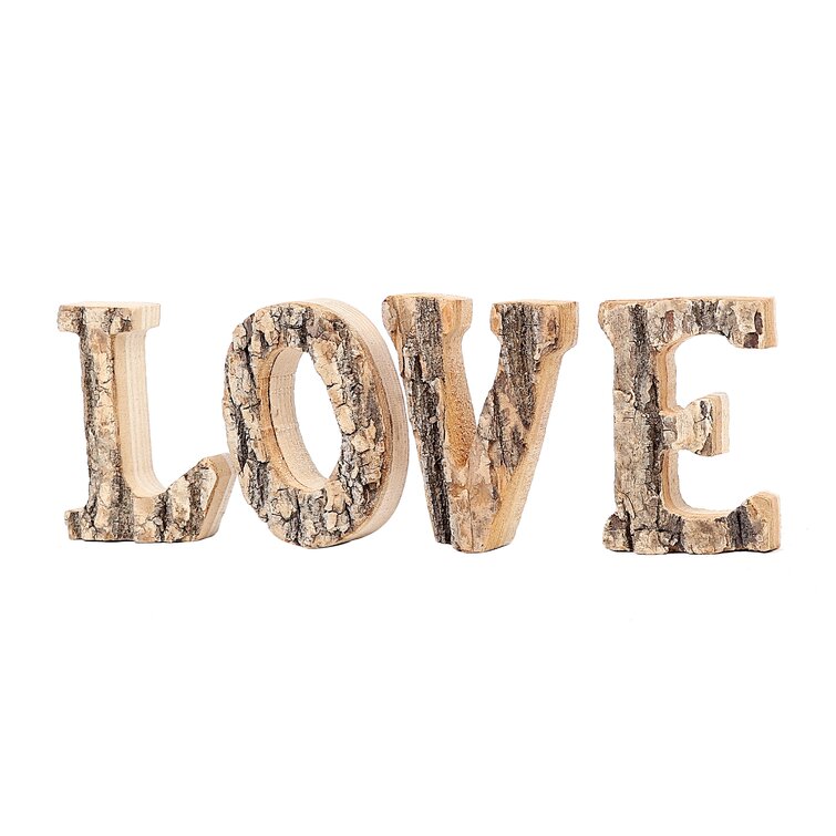 4 Piece Exposed Wood Love Block Letters Sign Wall Décor Set (Set of 4) Red Barrel Studio
