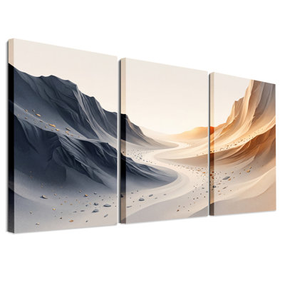 «Winding Blue and Gold Sand Dunes Valley», ensemble d'art sur toile