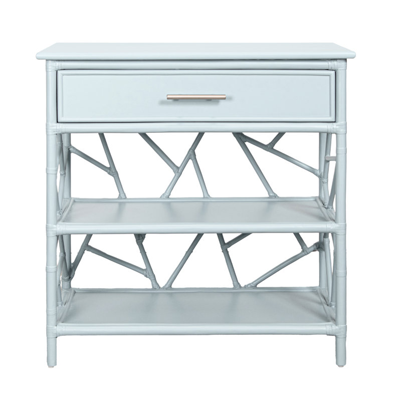 End Table with Storage, Light Blue