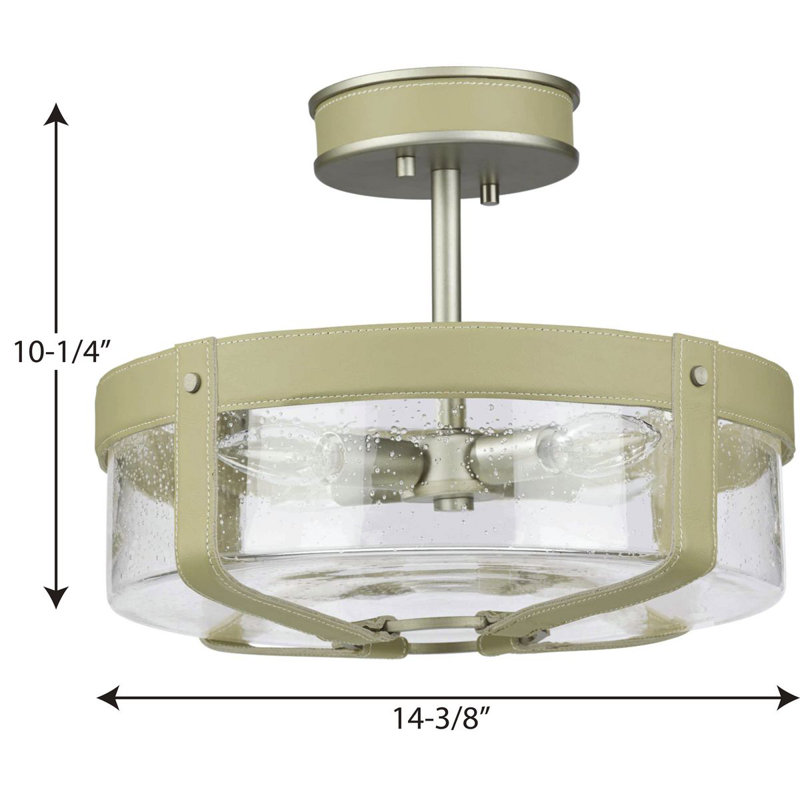 Plafonnier semi-encastré 4 lumières 14,375 po Rockdance, Nickel antique