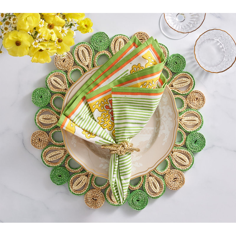 Filigree Napkin, White/Yellow/Green