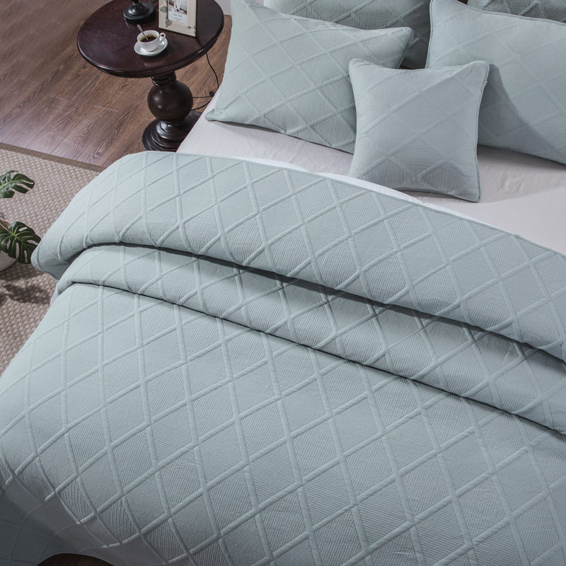 Modern & Contemporary Cotton Coverlet, Cal. King Bedspread + 2 Shams