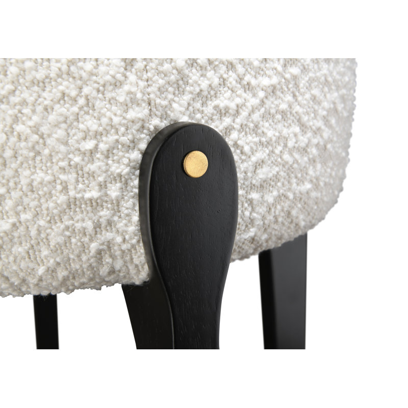 Tabouret Ellie, Boucle blanche / base noire, Tabouret de bar (siège d'une hauteur de 30,10 po)