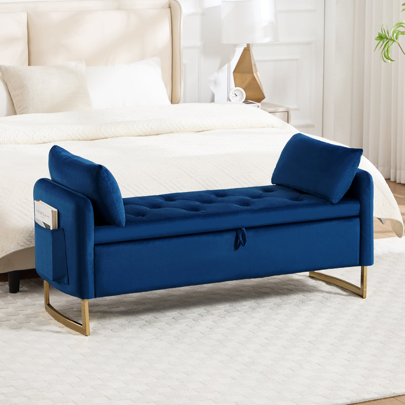 Banc de repose-pieds multifonctionnel pour la chambre à coucher, le salon et le vestibule, Bleu