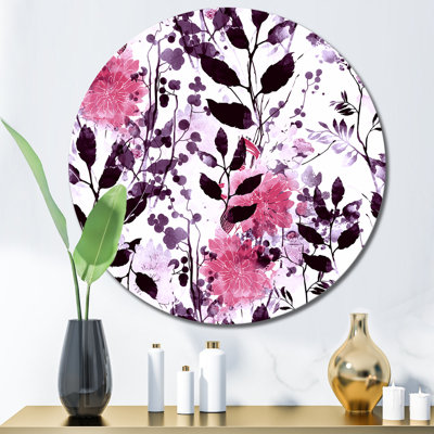 Rose et feuilles noires sur fond blanc