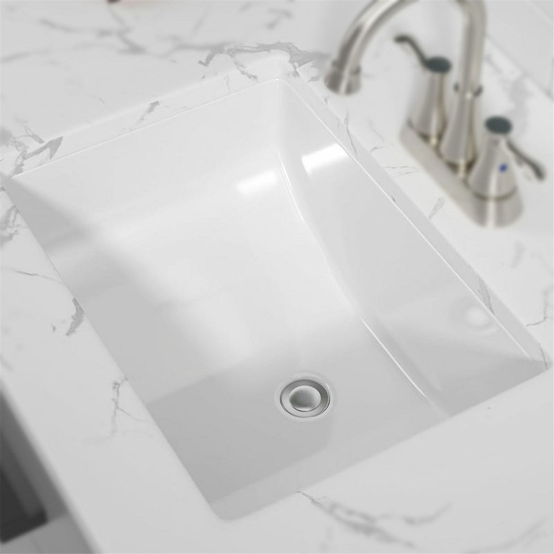 Lavabo de salle de bain rectangulaire avec trop-plein