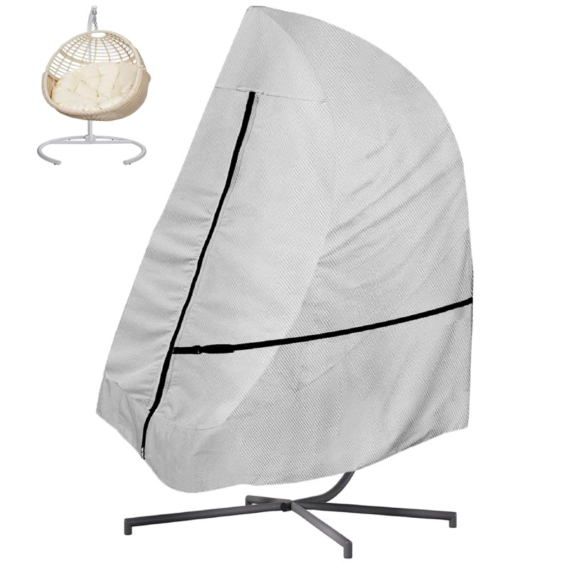 Patio Hanging Egg Chair Cover Single Seat, 600D Heavy Duty Waterproof Outdoor Wicker Swing Egg Chair With Stand Protector Fits Up To 75L X 45W Inches