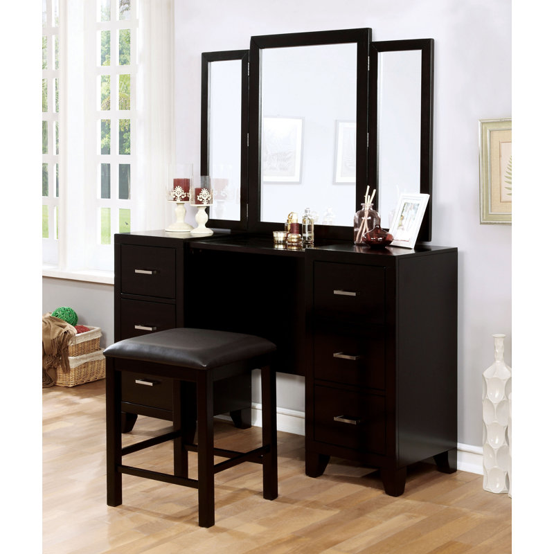 Commode 6 tiroirs avec miroir Aniylah