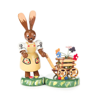 Chariot avec chariot à fleurs bunny lady