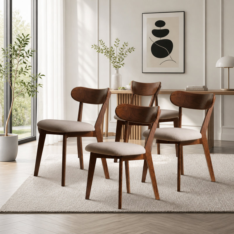 Chaise de salle à manger 4 pièces, Dark Gray -4pcs, Noyer