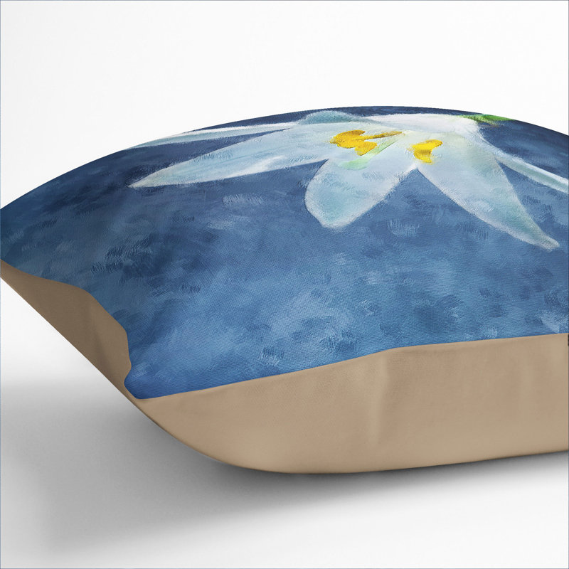 White Flower Scatter Cushion, 40cm H x 40cm W x 15cm D, Stone