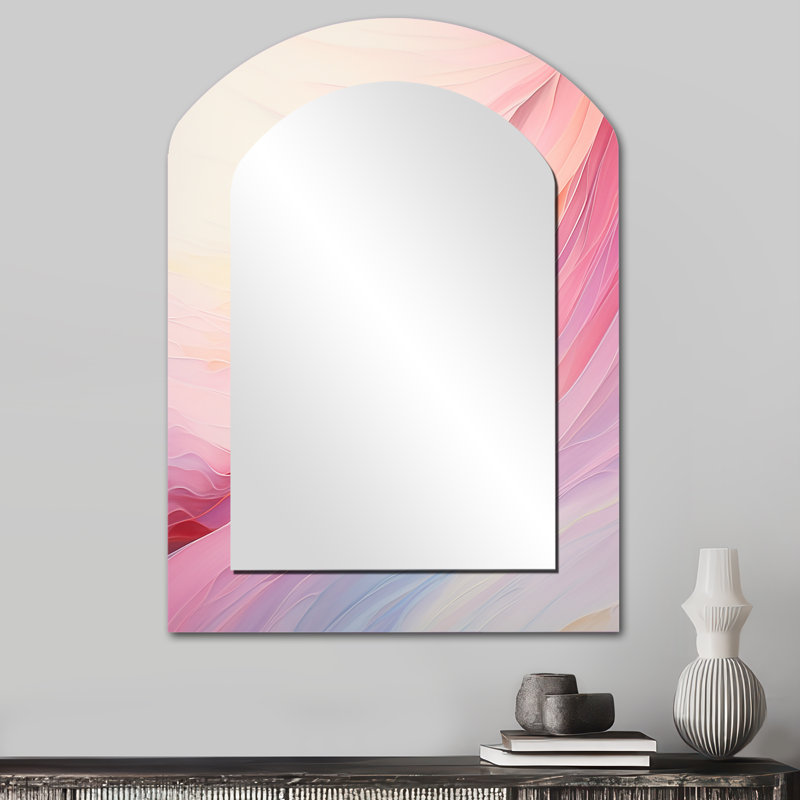 Ephemeral Rainbow Fantasy Arc I - miroir décoratif arc-en-ciel arc, miroir mural asymétrique traditionnel, impression d'art en métal