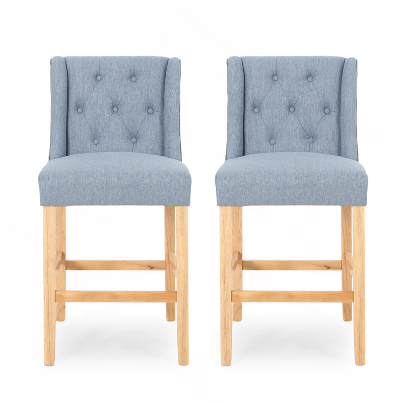 Stylish And Comfortable Wingback Counter Stools With Button Tufted Diamond Stitch And Nailhead Accents
