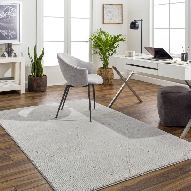 Chambersville Light Silver Machine Washable Area Rug, Rectangle 8'11" x 12'