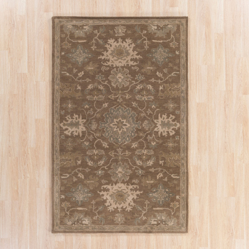 Gurusharan Oriental Hand-Tufted Wool Taupe/Beige/Brown Area Rug, Rectangle 6' x 9'