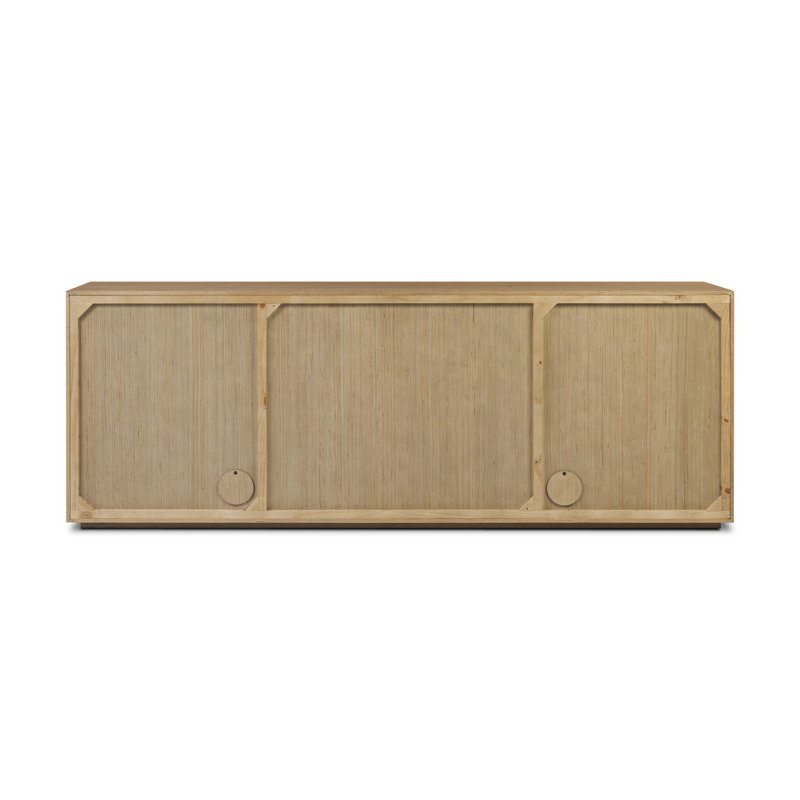 Leo 82'' W Solid Wood Sideboard, Rustic Light Natural Oak