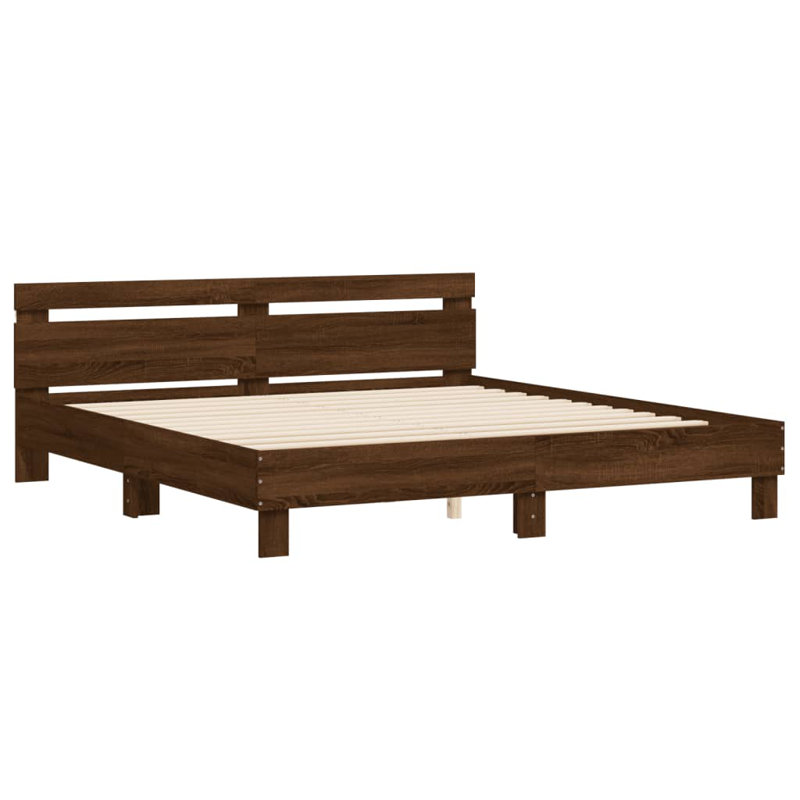 Bruschi Bed, 200 x 200cm, Brown Oak