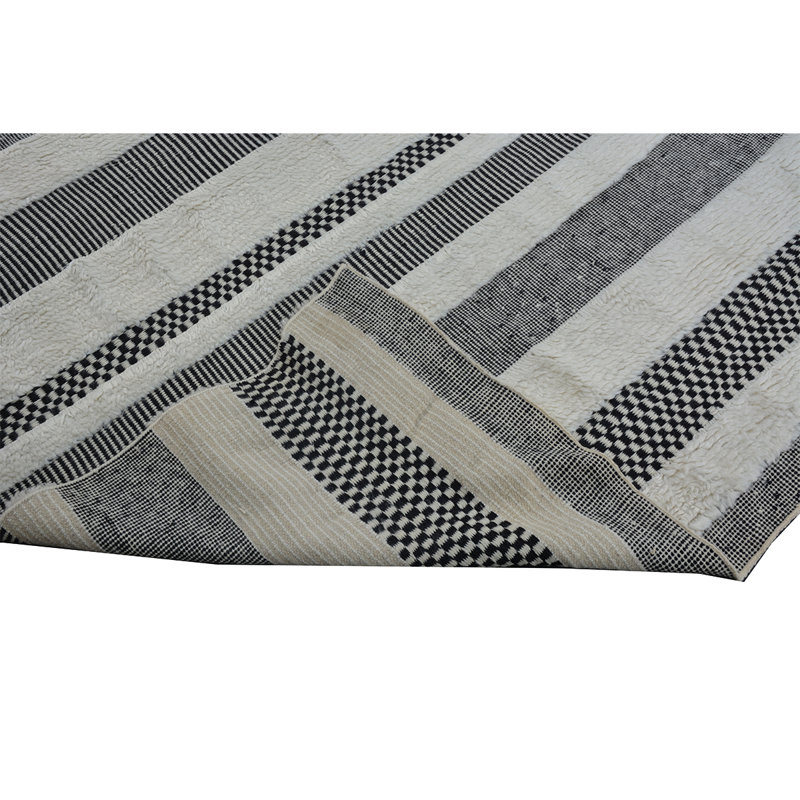 Tapis gris / noir noué à la main de haute qualité, Rectangle 8 pi x 10 pi